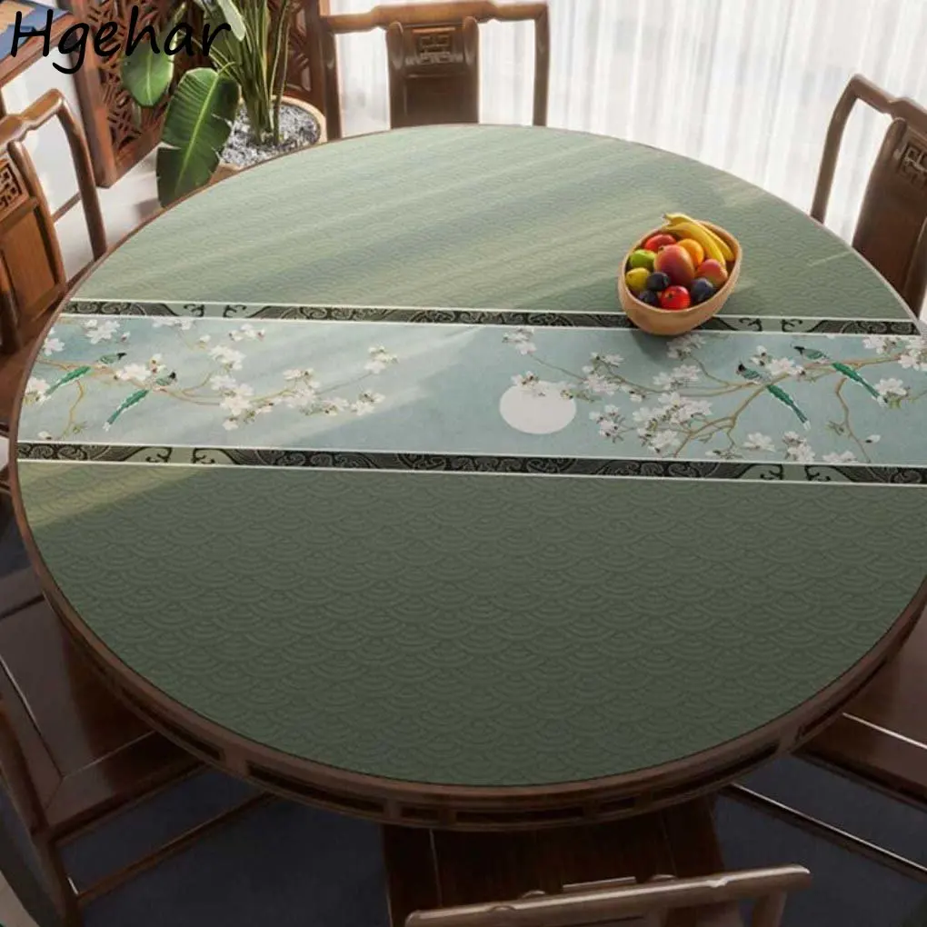 Waterproof Tablecloth European Round Dining Table Cloth Oil-proof Leather Obrus Anti-scald Desk Dust-cover Restaurant Kitchen