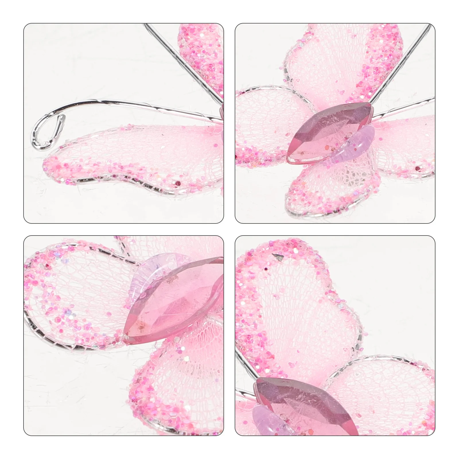 

50Pcs Mesh Butterflies Decorative Glitter Pink 3x3cm Wedding Favor Scrapbooking Craft Centerpiece Butterfly Ornament