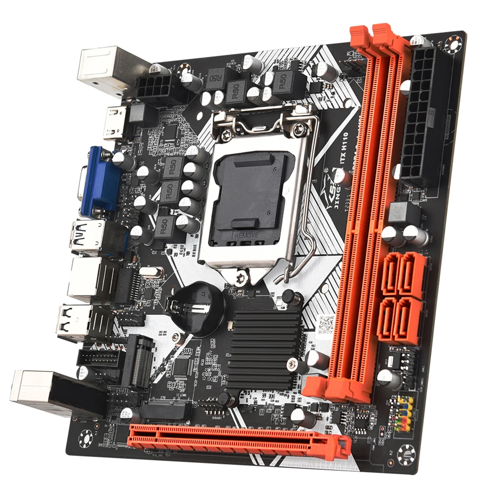 ITX H110 Computer Motherboard with 2*DDR4 32GB Memory 4*SATA 3.0 for LGA1151 6th/7th/8th/9th Generation CPU Support M.2 WIFI