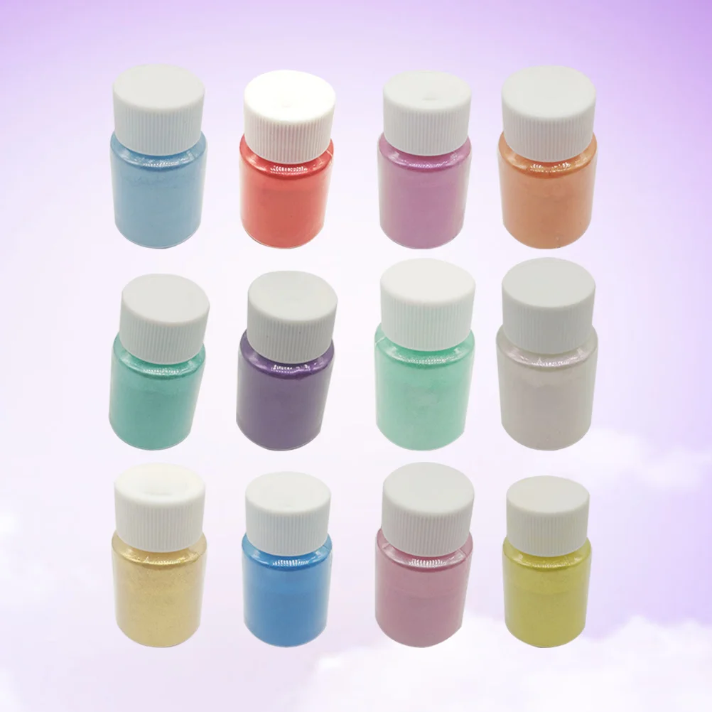 12pçs pigmento de pérola em pó de mica, cores sortidas para artesanato, sabonete, banho, arte de unha, faça você mesmo, glitter de grau natural