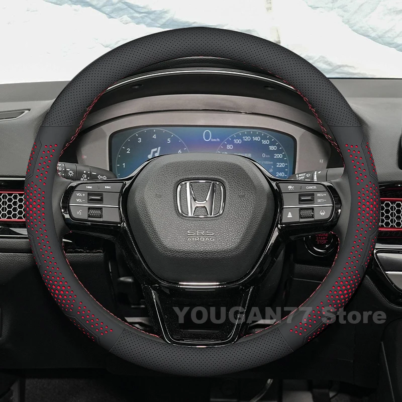 

Leather Car Steering Wheel Cover For Honda 11th Civic Hybrid Version 2022-2025 Non-slip Auto interior Honda Civic Accessories