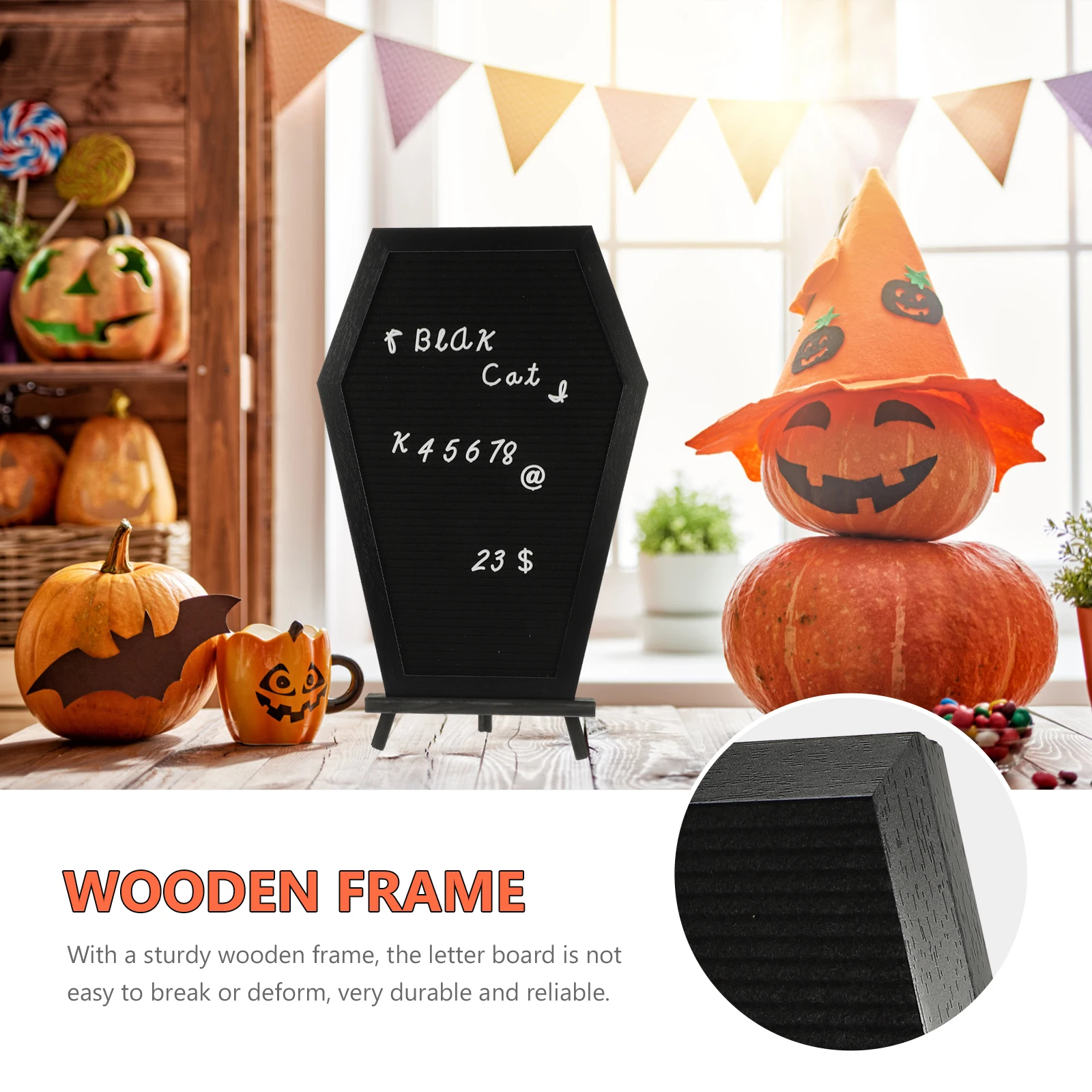 

1 set Coffin Shape Message Household Horror Halloween Letter Supplies Room Decor Diy Memo Set Home Accessory Foldable Standing