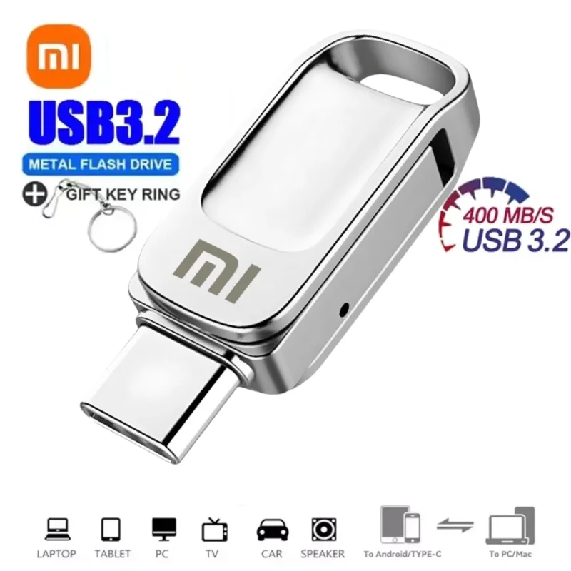 Xiaomi-Mini Pendrive de 2TB, unidad Flash USB 128 de alta velocidad, resistente al agua, metálico, tipo C, 3,0 gb