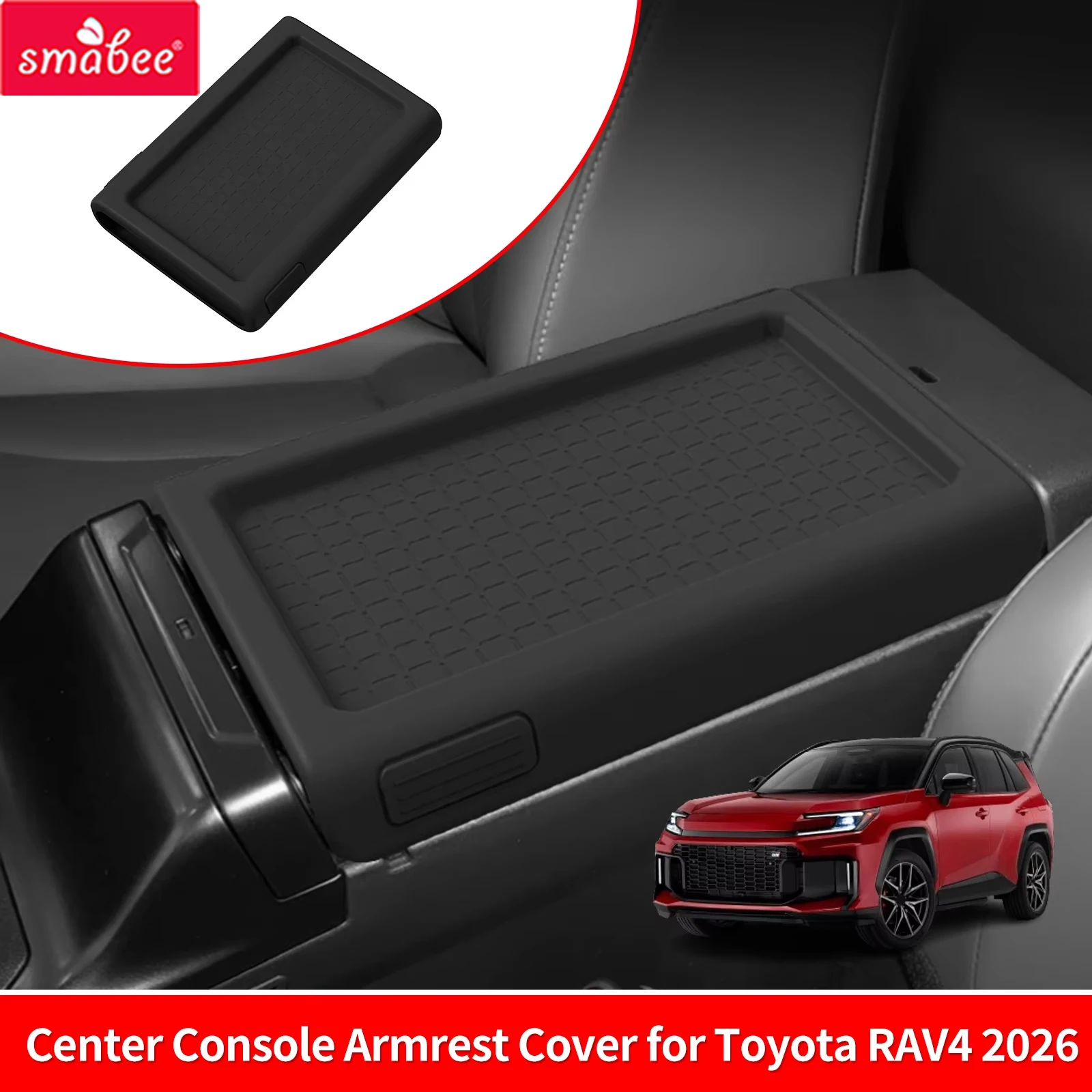 Smabee for Toyota RAV4 2026 Full Wrap Armrest Cover Silicone Central Lid Protector Anti-slip Car Interior Accessories