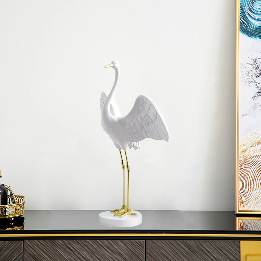 Modern Crane bocian Egret Birds figurka ręcznie robiona statua figurki z żywicy stojący żuraw statua Ornament kryty Home Decor