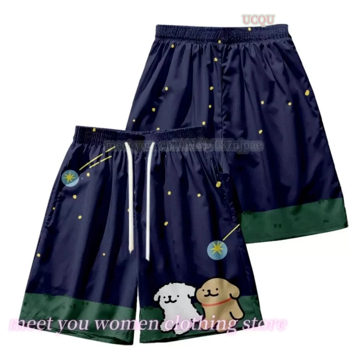 Women and men American Cartoon puppy Printing Short Pants couples daily Casual Shorts Women Clothing