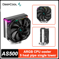 DEEPCOOL AS500 CPU Cooler 5 heat pipes  ARGB Fan Air-Cooled Radiator For LGA2011 115X 1200 2066 AMD AM4