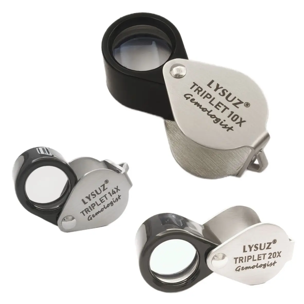 Portable Jewelry Triple Loupe 10X 14X 20X Mini Diamond Magnifying Glass Gemstone Magnifier Gemological Identification Tools