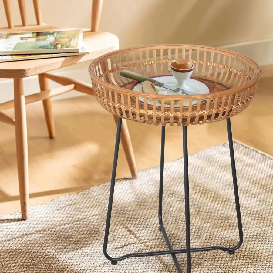 

Small Side Table, Boho Coffee Table, BambooampRattan, DrinkTable with Boho Style, for Balcony, Living Room, Bedroom 20.47inch,