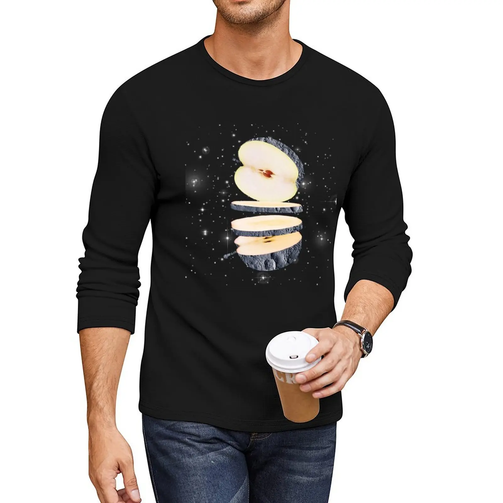 LUNAR FRUIT,Apple Art Long T-Shirt korean fashion slim fit t shirts for men