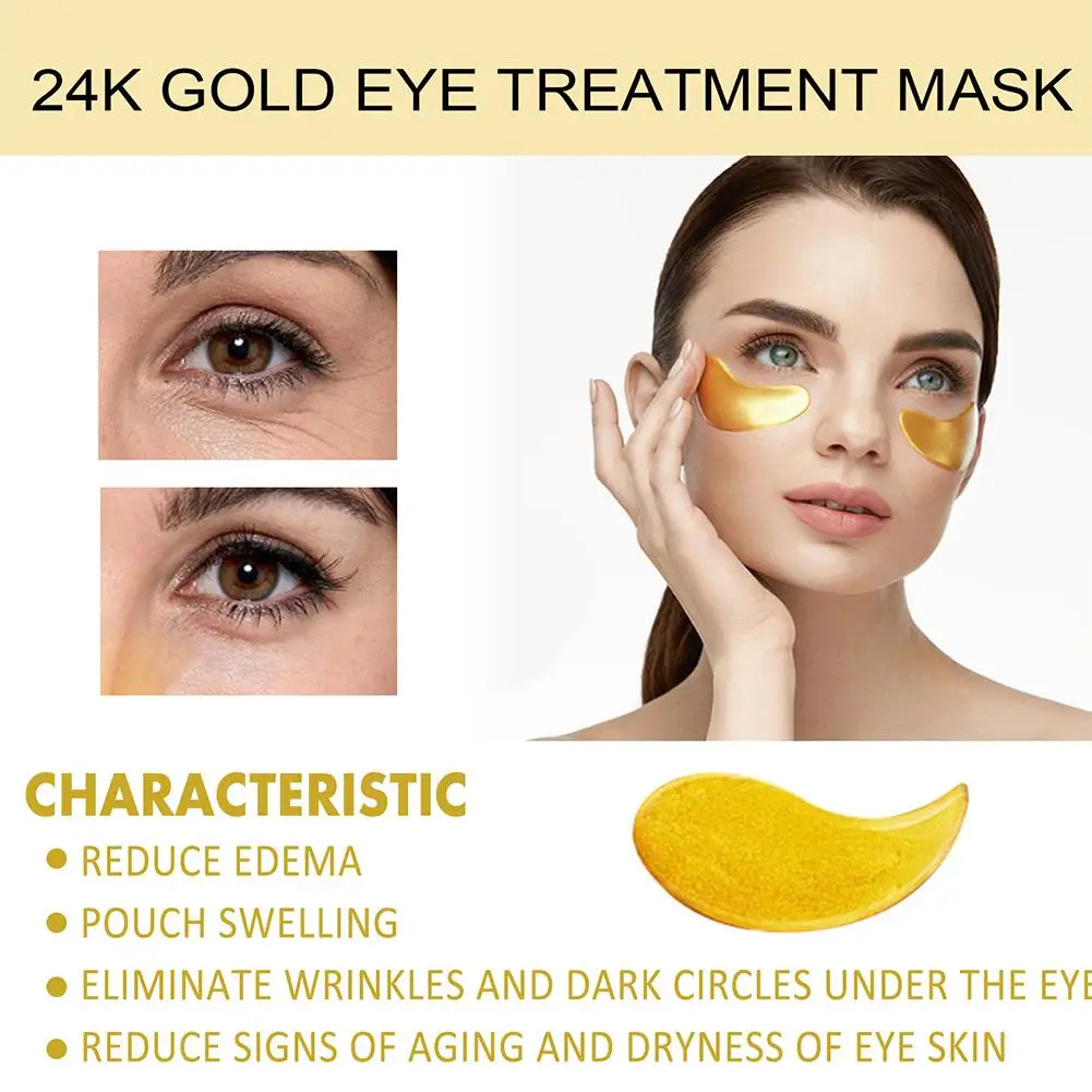 24Kゴールドヒアルロン酸アイマスク,目の下のシミを取り除き,くま防止,スキンケア,ボックスあたり60個