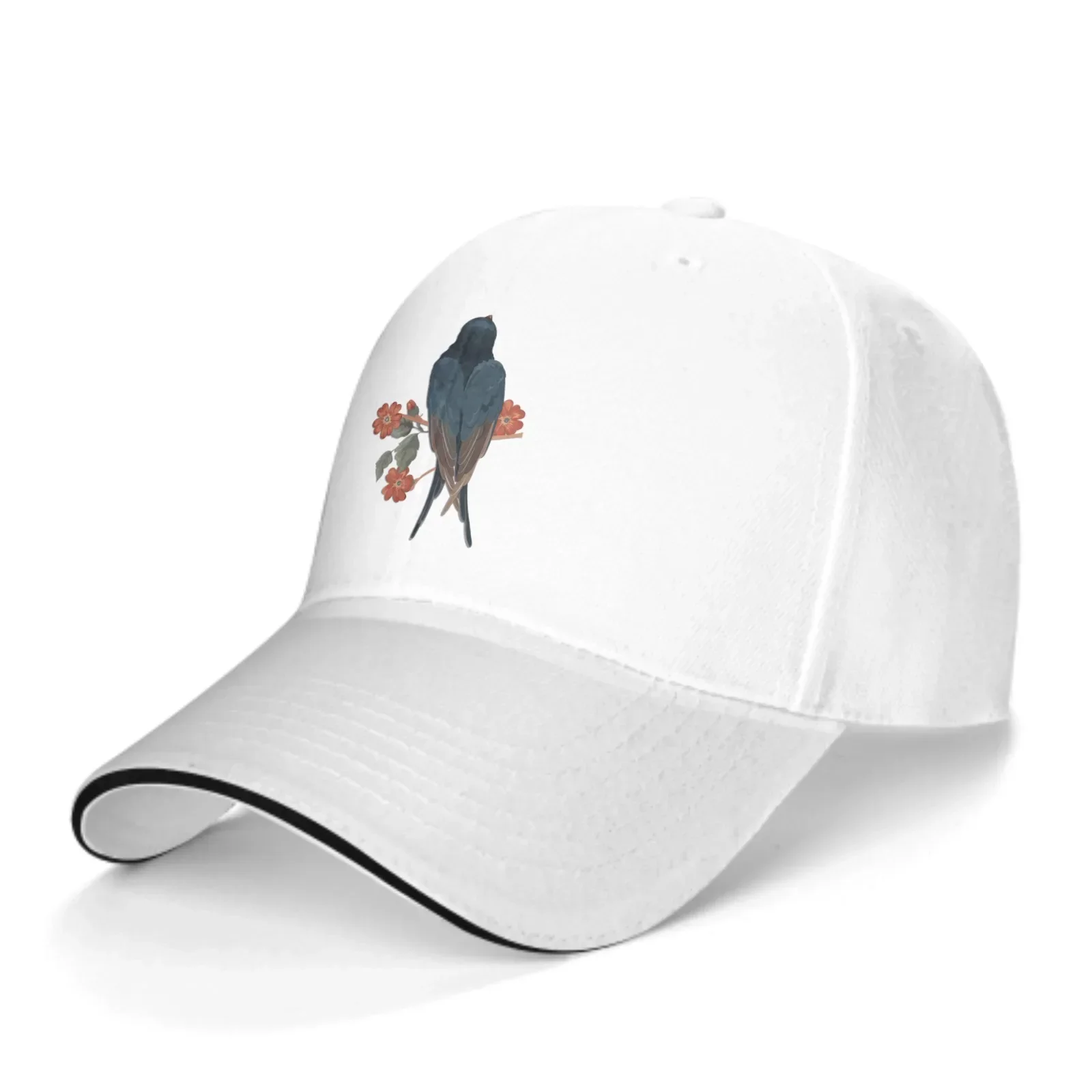 Adjustable Fashion Wild Caps Swallow Print Washed Sandwich Caps Sports Outdoor Baseball Hat