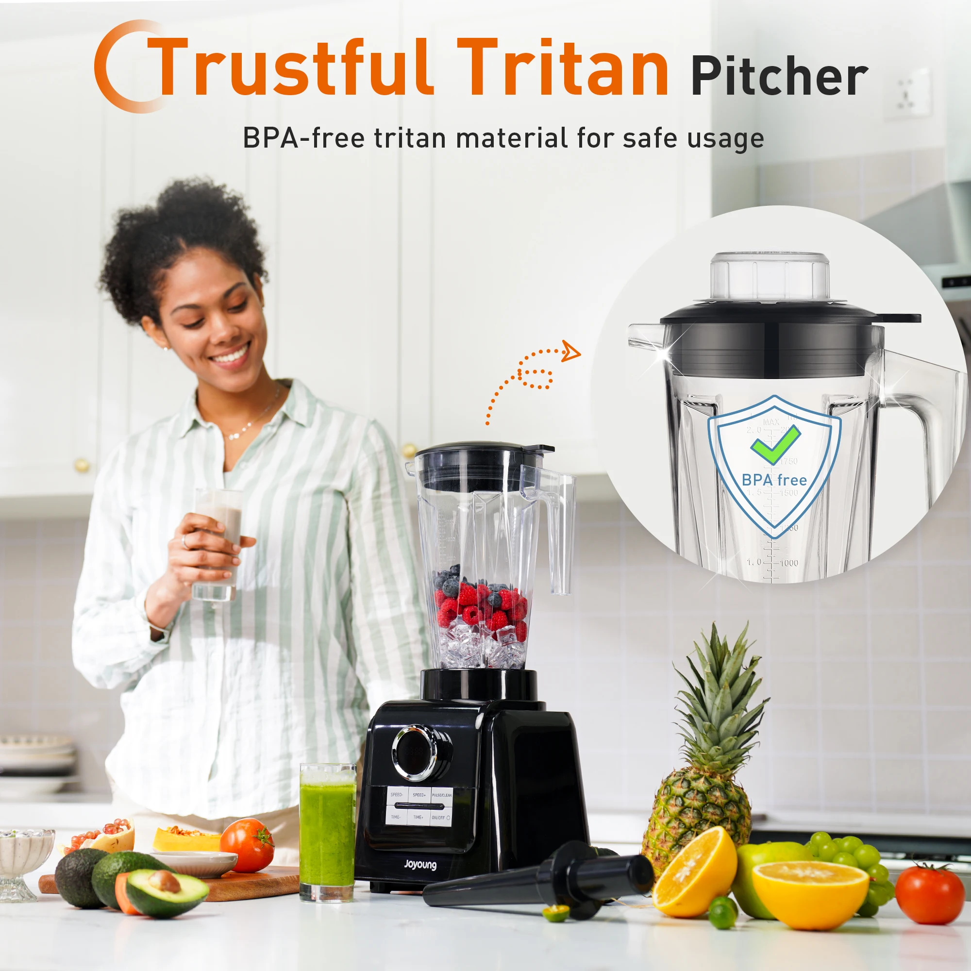 そりとスムージー用のjoyoungブレンダー、LEDスクリーン付き5プログラム68オンスブレンダー、スムージ1300w 10速ブレンダー