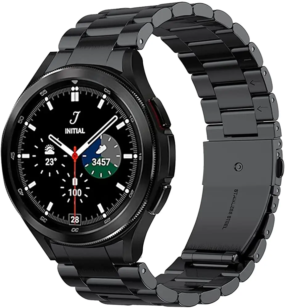 

Ремешок из нержавеющей стали для Samsung Galaxy Watch 4 Classic 46 мм 42 мм/Watch4 44 мм 40 мм без зазоров металлический браслет с изогнутым концом