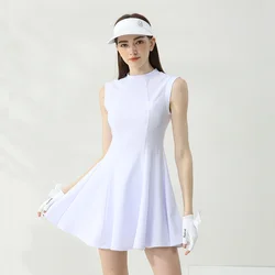 Golfist Women's Golf Dress with Shorts Sleeveless Casual Solid Color Sports Dress Gym Tennis Skirts for Women