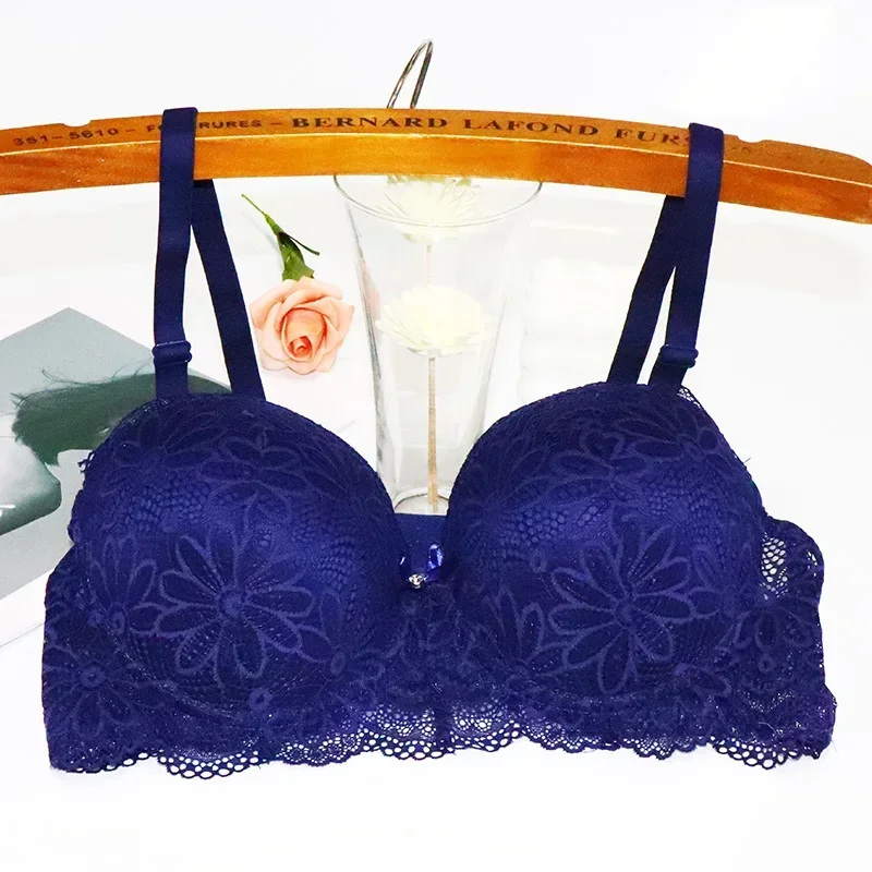 Lace Bra for Women Big Cup Push Up 1/2 Sexy Floral Underwire Underwear Ladies Bra Half Cup 36-42C Gather Brassiere 2 Combination