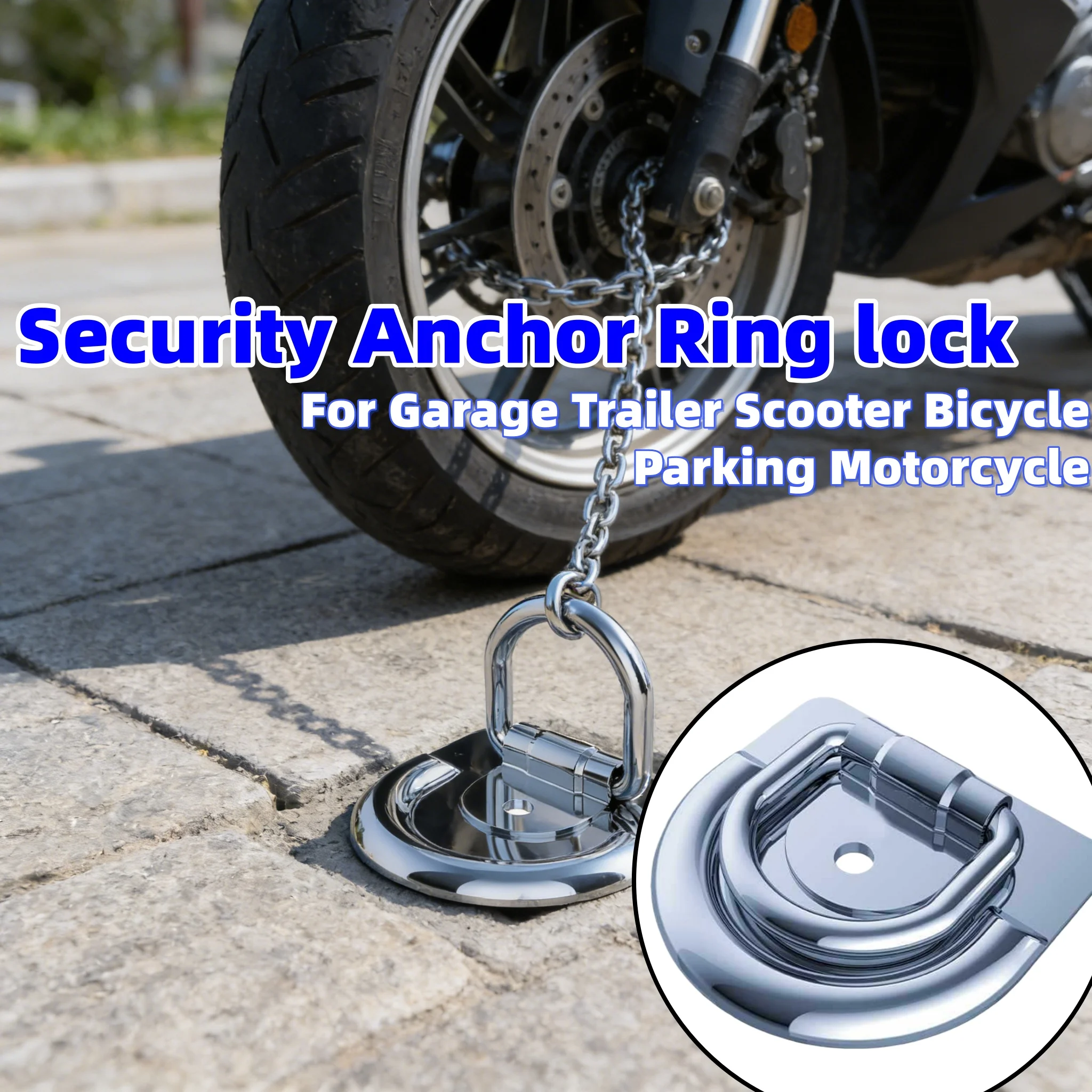 Motorcycle Lock Security Anchor Foldable Steel Ring Lock With Bolts For Garage Trailer Scooter Bicycle Parking Motorcycle