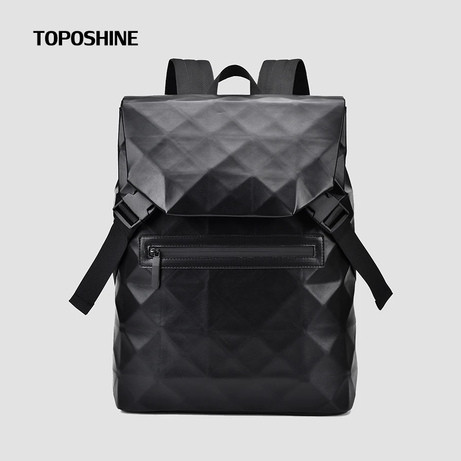 Toposhine Waterproof Scratch Resistant Men Backpack Hot Pressed Film Oxford Cloth Diamond Grid Backpack Business Computer Bag