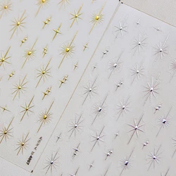 Gold Silver Starlight Laser Pink Colorful Glitter Star Bronzing Rhinestones Relief Nail Art Decorations Stickers Manicure Decals