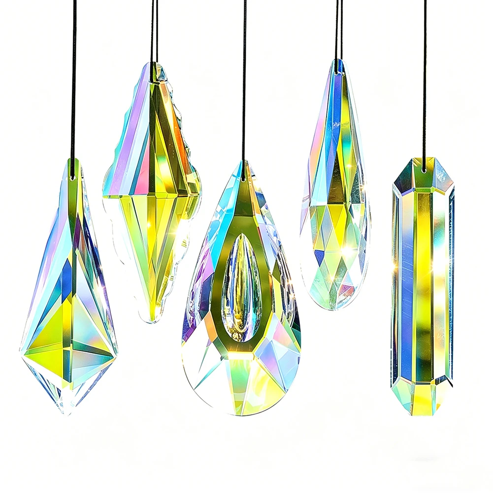 E9 120mm Crystal Suncatcher Window Hanging AB Colored Glass Faceted Prism Sun Lover Rainbow Display Maker Pendant Garden Decor