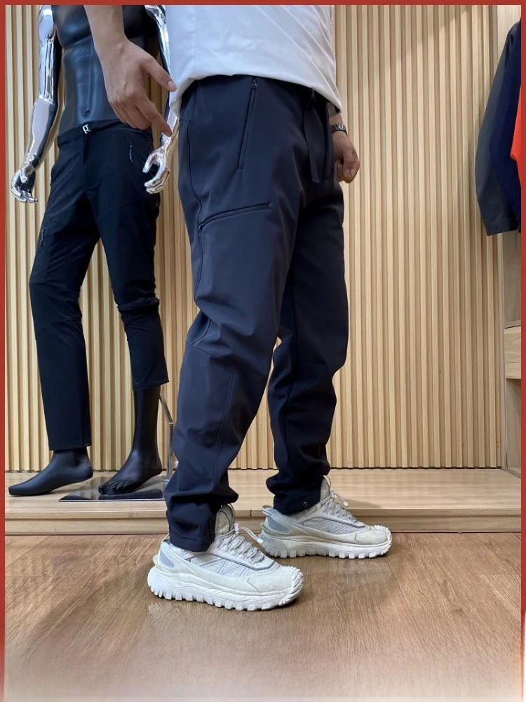 

Спорт на открытом воздухе, прямые повседневные брюки на подкладке, осень-зима, водонепроницаемые походные брюки, повседневные брюки для поездок на работу