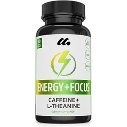 Natural Caffeine Pill 100mg contains 200mg of theanine, clean energy, non GMO, vegetarian, gluten free, 60 capsules