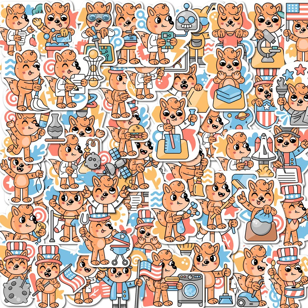 Fun Multi‑scene Fox Animal Stickers Waterproof Decals For Skateboard Luggage Notebook Scrapbook Craft Supplies