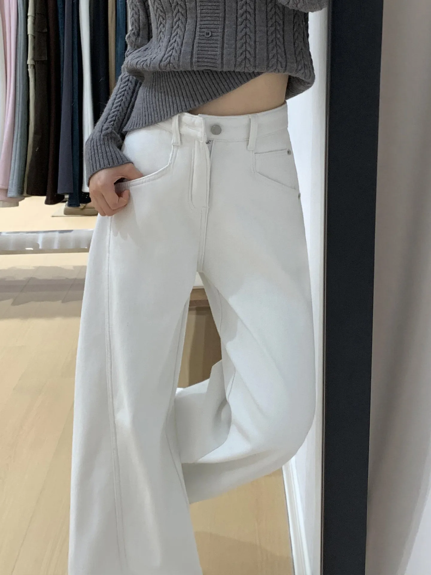 High Waist Wide Leg Denim Jeans Women's New plus Size Pear Shape Body Cover Hip Slimming Drapey Straight Long Pants