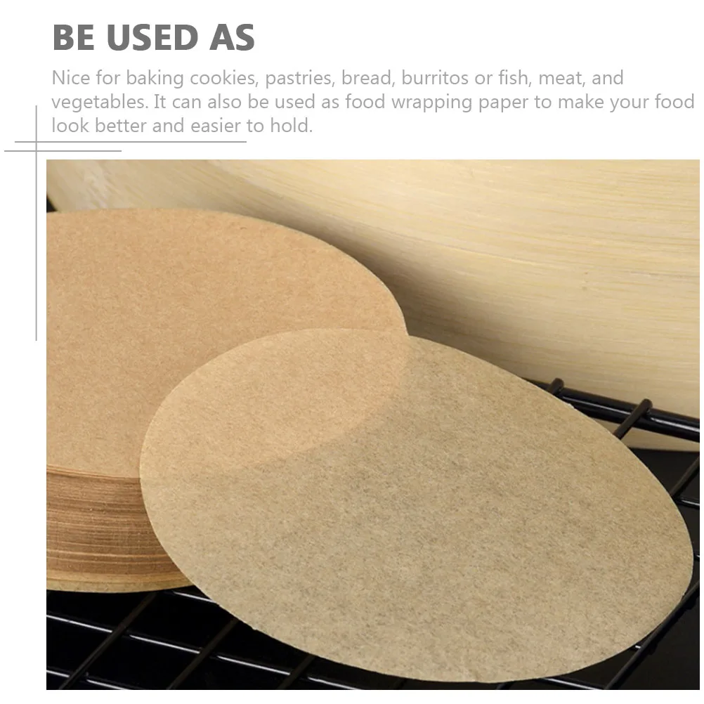 

100 Sheets Baking Paper Thickened Non stick Waterproof Parchment Light Brown 8 Inch Round Household Accessories