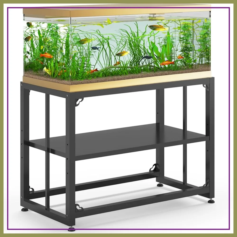

Metal Fish Tank Stand 40 Gallon, Double-Layer Storage, 660LBS Capacity, Black