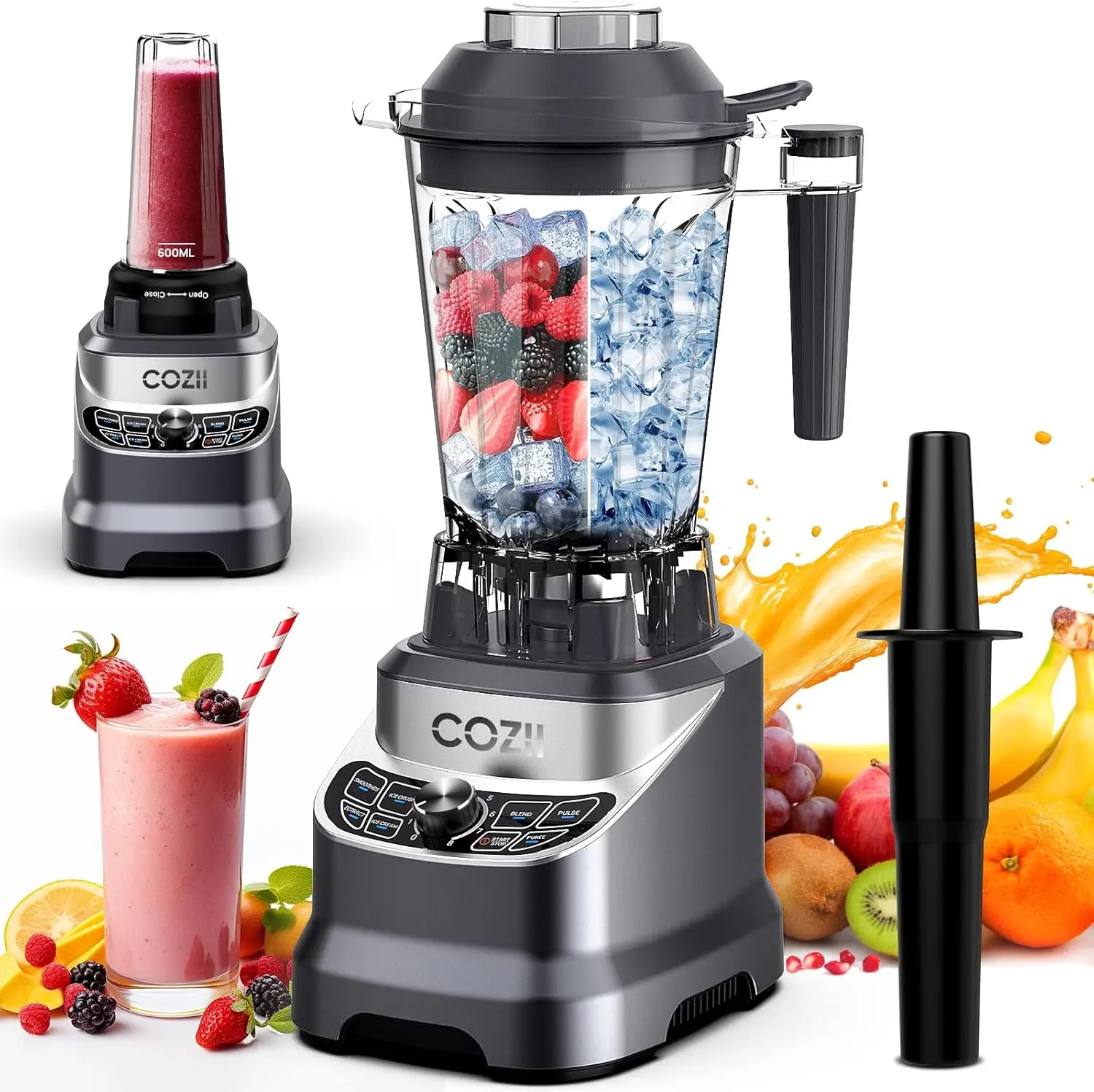 2000W Commercial Blender with 64oz Pitcher & To-Go Cup, 7 Preset Programs for Ice Crush & Nut Butter