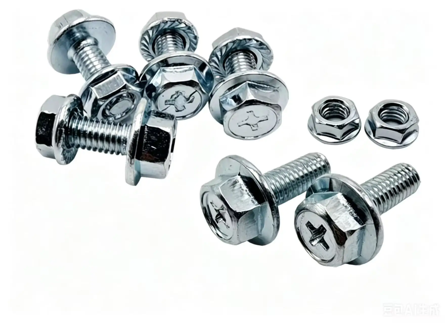 M6×16 Phillips Cross Recessed Hex Flange Bolt & Hex Nut Matching Set Carbon Steel Zinc Plated Hardware Fasteners for Equipment M