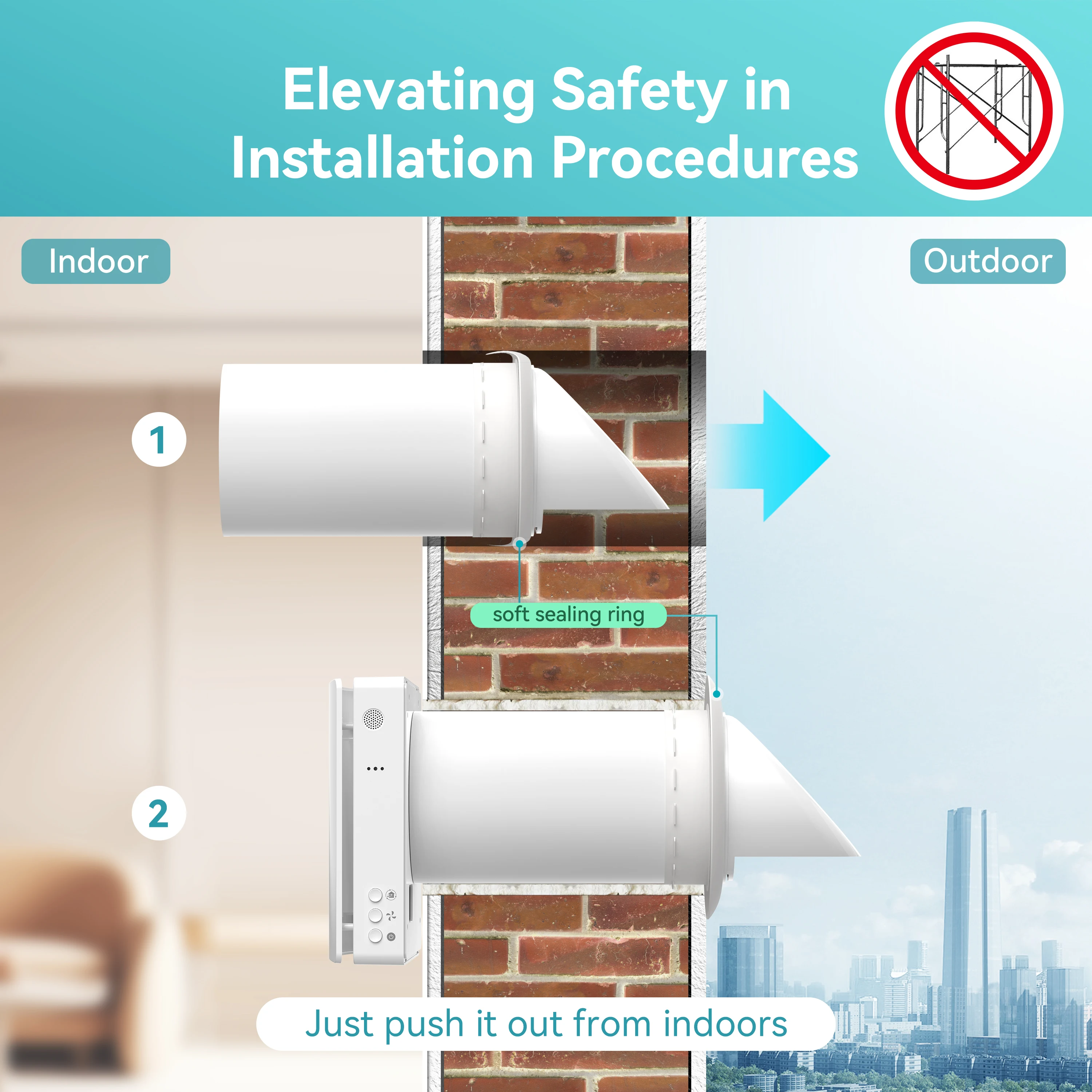 Airwoods ERV System Wall Mounted Energy Recovery Ventilation Mechanical Ventilation With Heat Recovery Ductless Installation