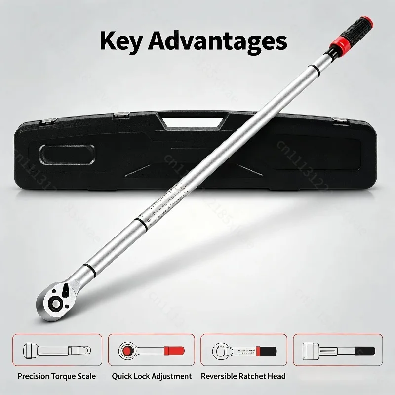 3/4 Inch Drive Torque Wrench 600-1000Nm, 48 Teeth High Precision 3% Accuracy Heavy Duty Torque Spanner for Truck Car Tire
