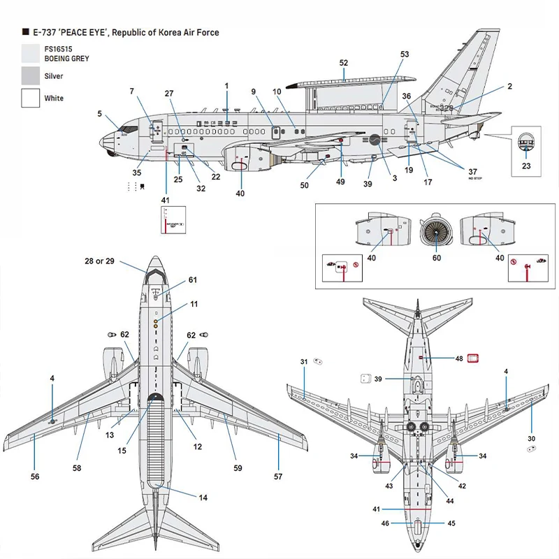 Academy Plastic geassembleerde vliegtuigmodelset AC12651 Boeing E-7 Peace Eye Korea AWACS 1/144