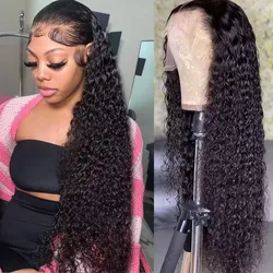 200 Density Deep Wave Lace Front Human Hair Wigs For Women 34 Inch Brazilian Water Curly Lace Closure Wig Pre Plucked Baby Hair