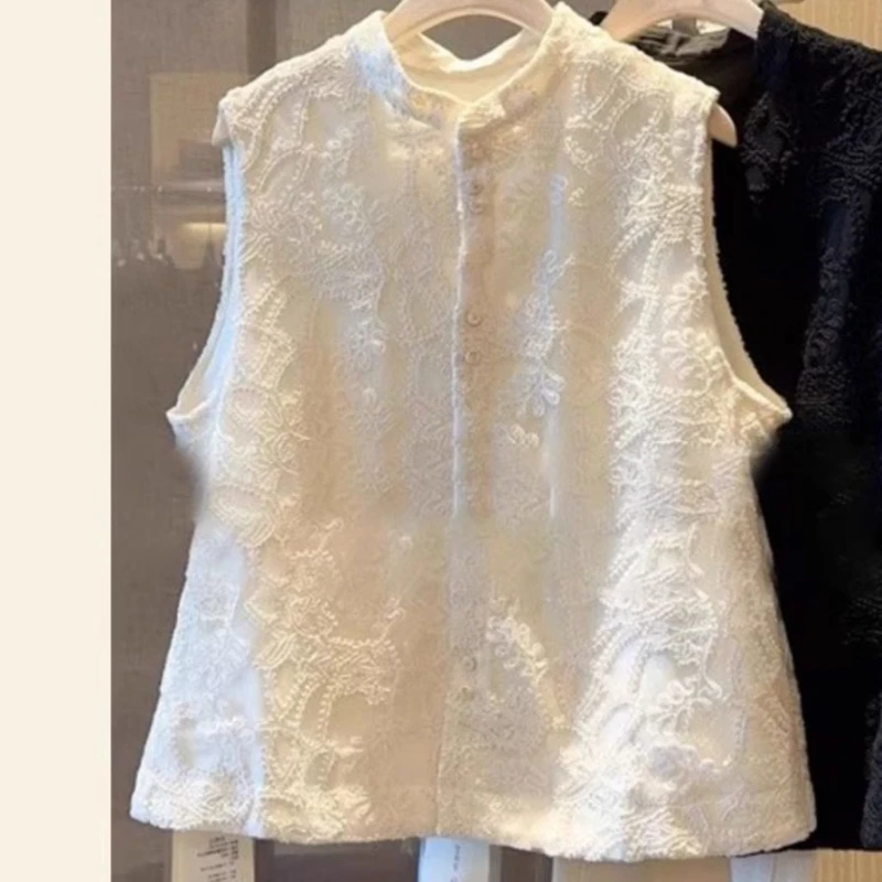

Новый жилет в китайском стиле для женщин, новый летний солнцезащитный свободный внешний кружевной топ с зажимом для лошади