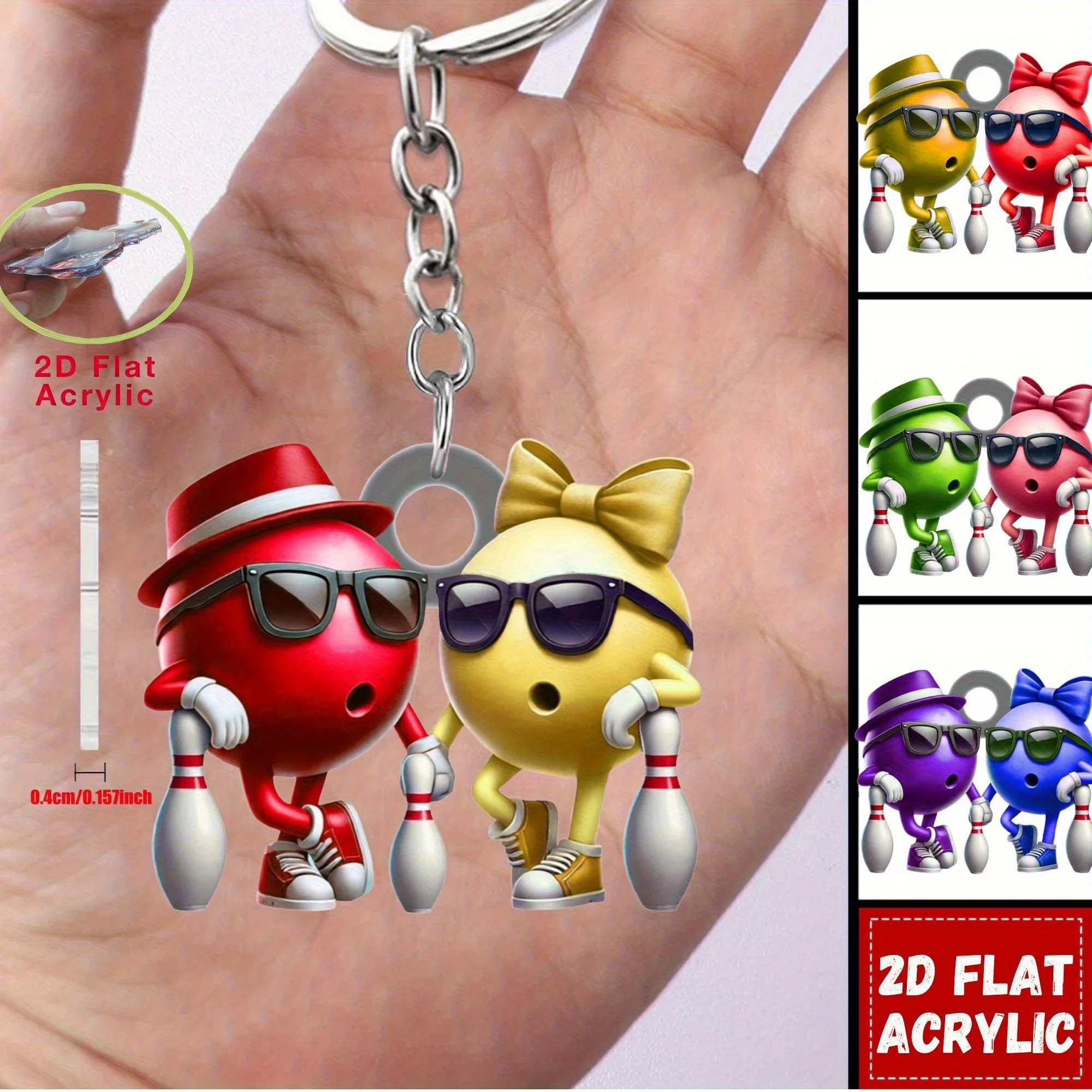 Брелок с подвеской в виде боулинга для пары из мультфильма, шар для боулинга, 2D плоский акриловый орнамент, подвески, подвесное украшение для сумок, праздничный подарок Брелок с подвеской в виде боулинга для пары из мультфильма, шар для боулинга, 2D плоский акриловый орнамент, подвески, подвесное украшение для сумок, праздничный подарок