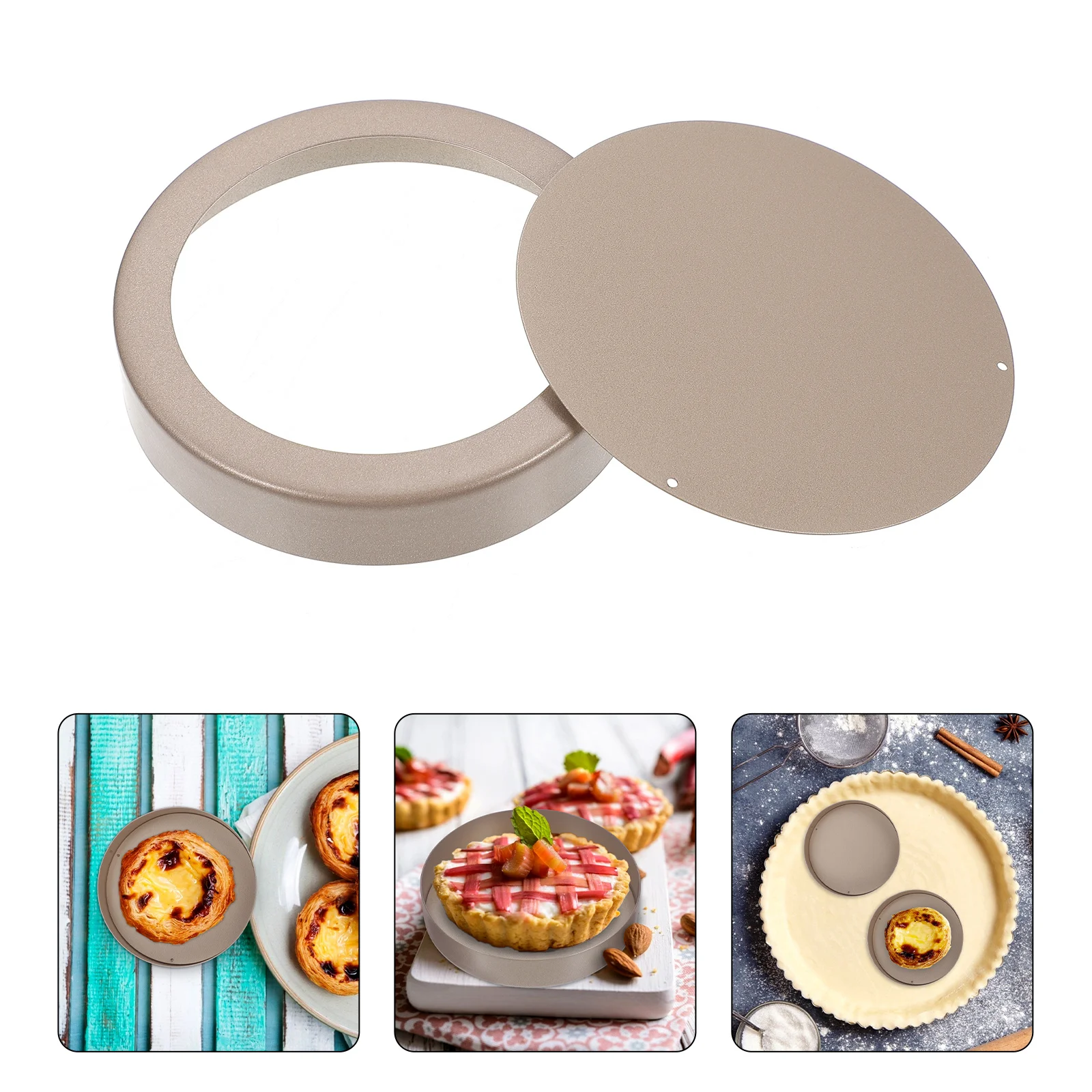 

1Set Egg Tart Mold High Quality Nonstick Mini Round Loose Bottom Baking Mold Removable Base Heat Dissipation Baking Tool