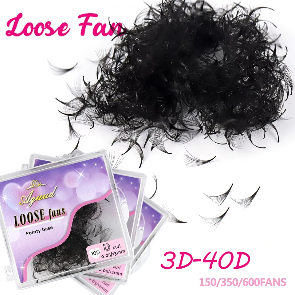 

Aguud Loose Fans Lashes Premade Russian Volume Fans Eyelash Extensions 3D-40D Pointy Base Narrow Stem Loose Fans Makeup Cilios