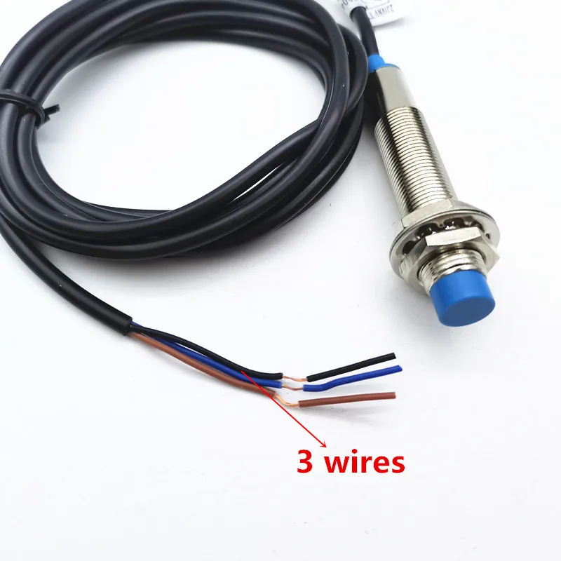 Cylinder type proximity capacitance sensor M12 NPN NO normally open switch DC 3 wires distance 4mm detect metal/non-metal