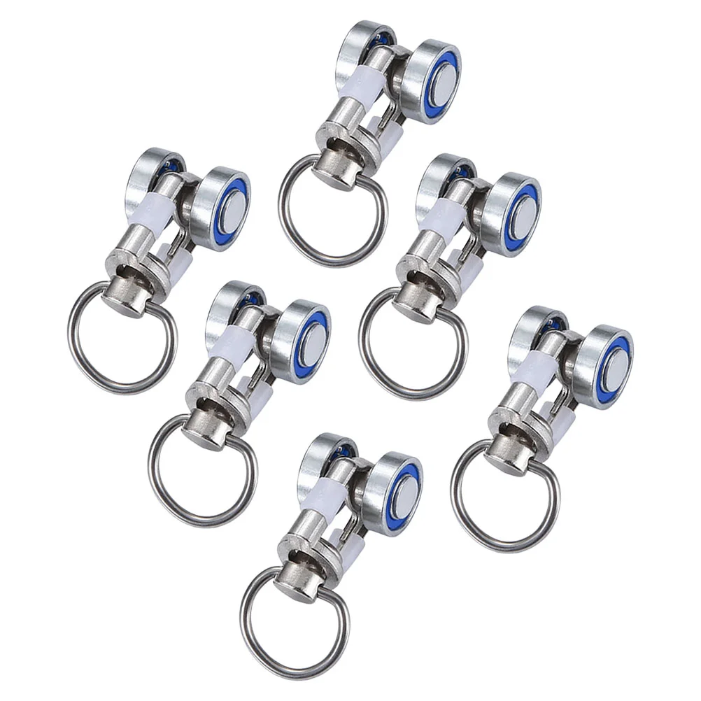 6pcs Metal Bearing Curtain Rollers Ceiling Curtain Tracks Curtain Track Rollers Curtain Rail Accessories Curtain Pulley Hook Cur