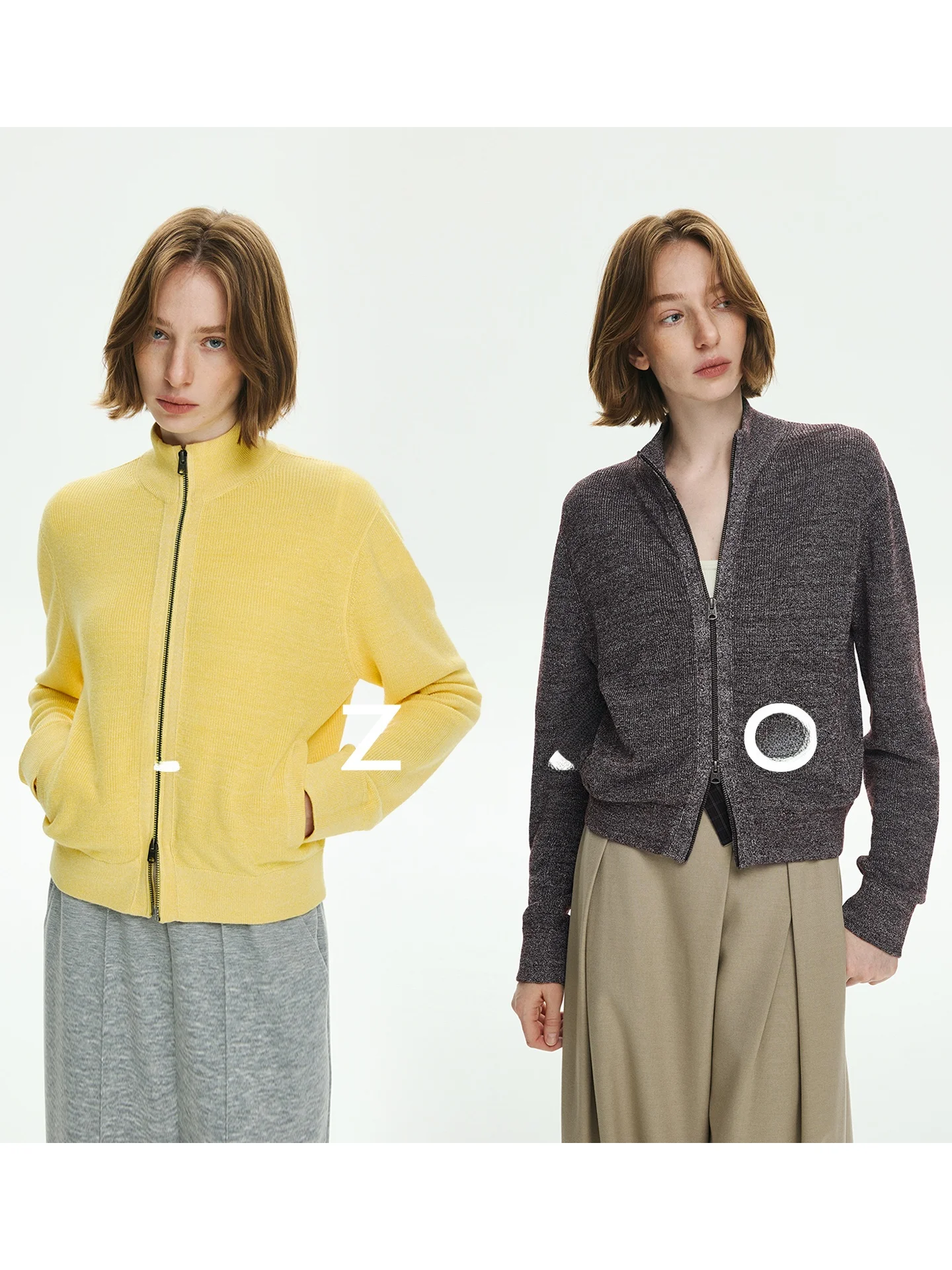 

Вязаный кардиган UZZO из шерсти и льна с молнией, фактурный, с цветочным узором, воротник-стойка, двусторонняя молния, вязаный...