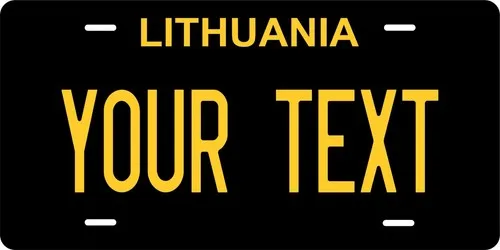 Lithuania Black Yellow Cursive Custom License plates Auto Bike Motorcycle Aluminum
