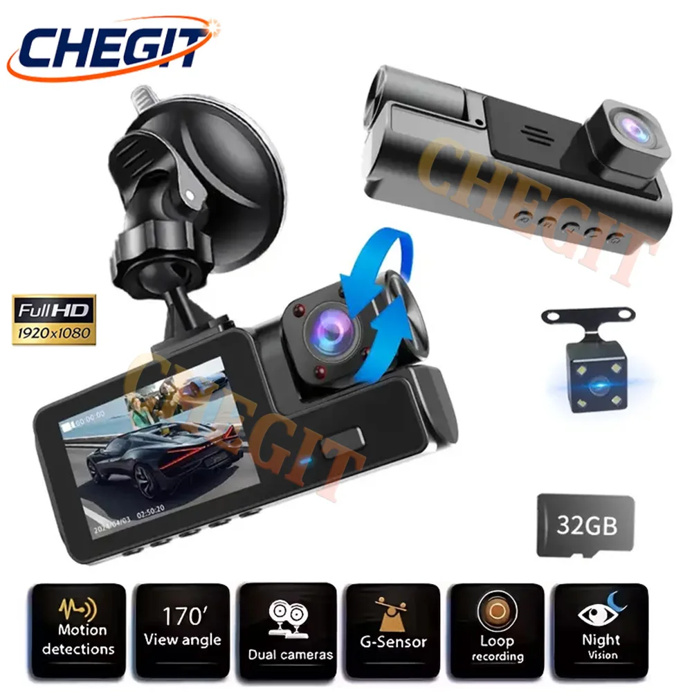 1080P Car Dvr 3 Cha… - image