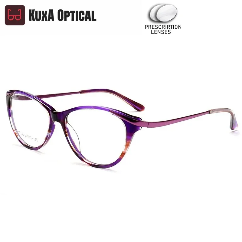 

KUXA Fashion Women Cat Optical Eyewear Prescription Glasses Recipe Lenses Myopia Progressive Clear Scratch Resistant Eyeglasses