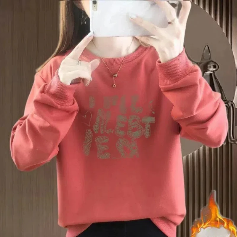 Autumn Winter Women\'s Clothing Pullover Lantern Long Sleeve Letter Printing Flocking Hoodies Sports Sweet Korean Fashion Tops