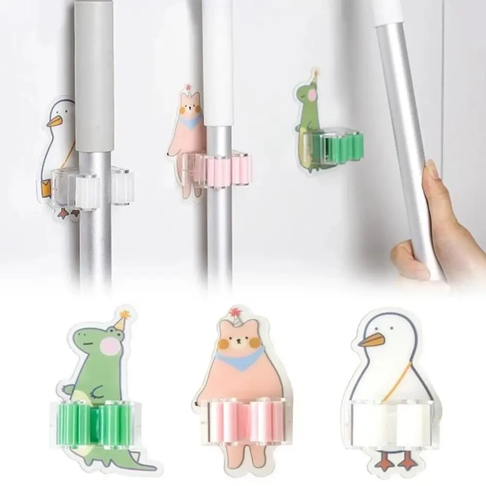 

Plastic Cartoon Broom Hanger Punch-free Wall Mounted Mop Hanging Hook Waterproof Strong Viscose Mop Broom Storage Hook Bathroom