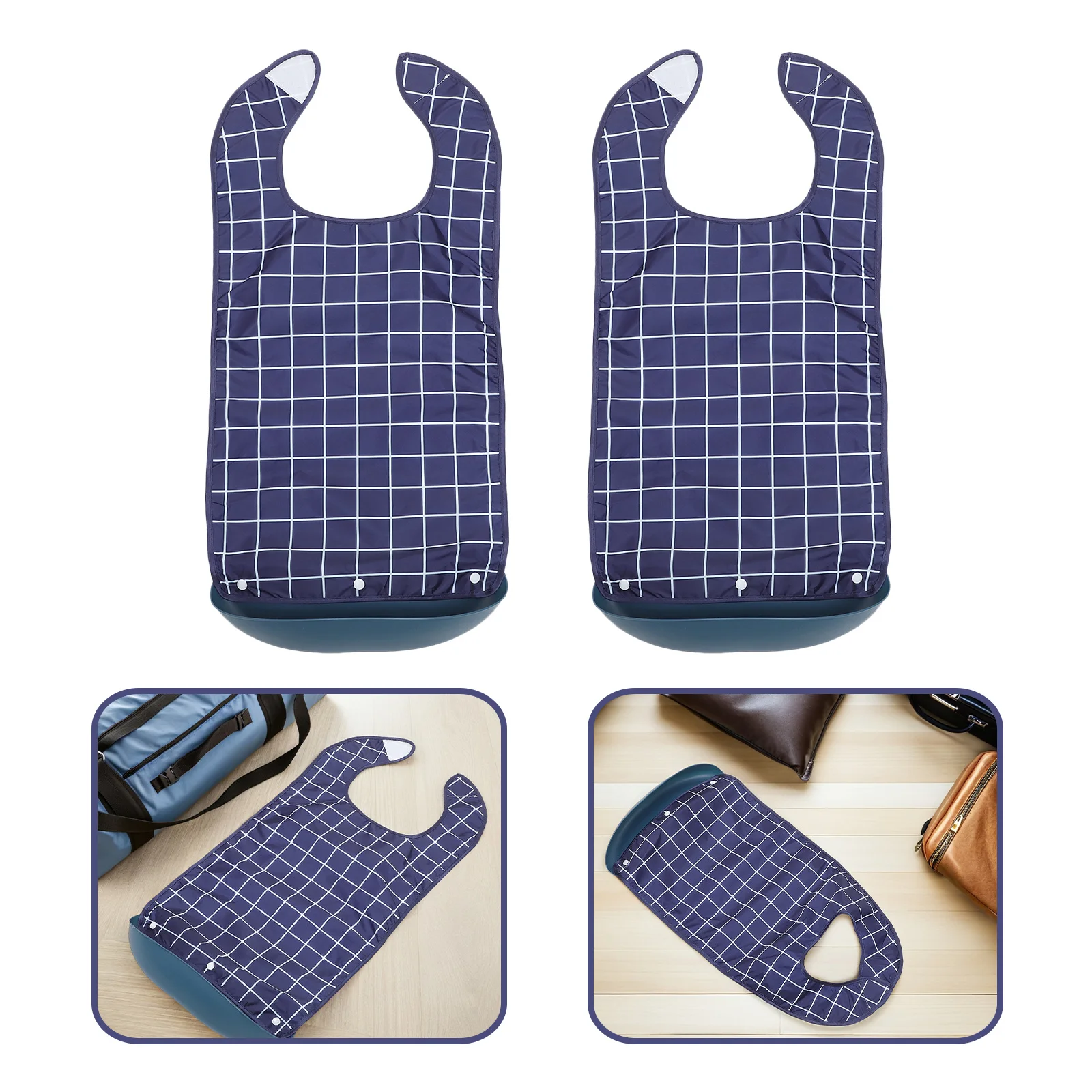 

2Pcs Reusable Adult Bibs for Elderly Waterproof Dining Apron with Crumb Catcher Large Comfort Fit Neck for Caregivers Nursing