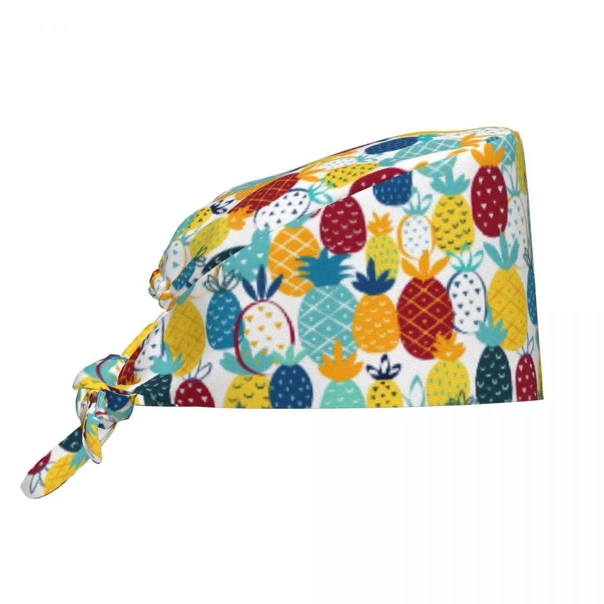 Custom Summer Watercolor Pineapple Pattern Scrubs Cap Surgical Hats Men Women Operating Room Cap Nursing Cap Lab Works Hat